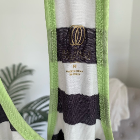 NWT Balance Collection Charcoal + White Striped Racerback Yoga Tank Top Medium - Picture 7 of 11